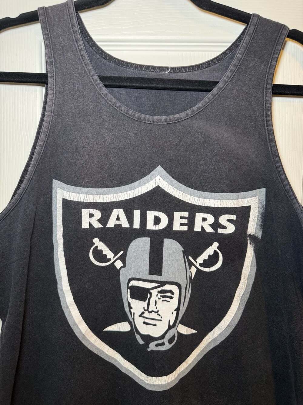Las Vegas Raiders Tank Top Vintage Football Graphic Black Size M